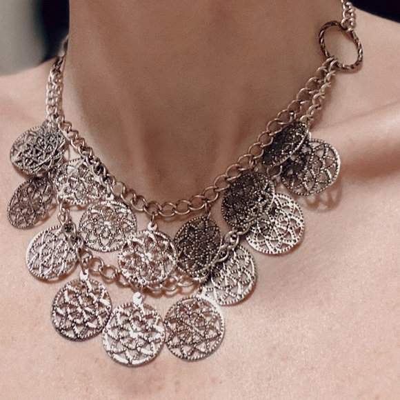 Handmade Jewelry - Made by me! ⭐️🌙 Silver Tone Statement Necklace